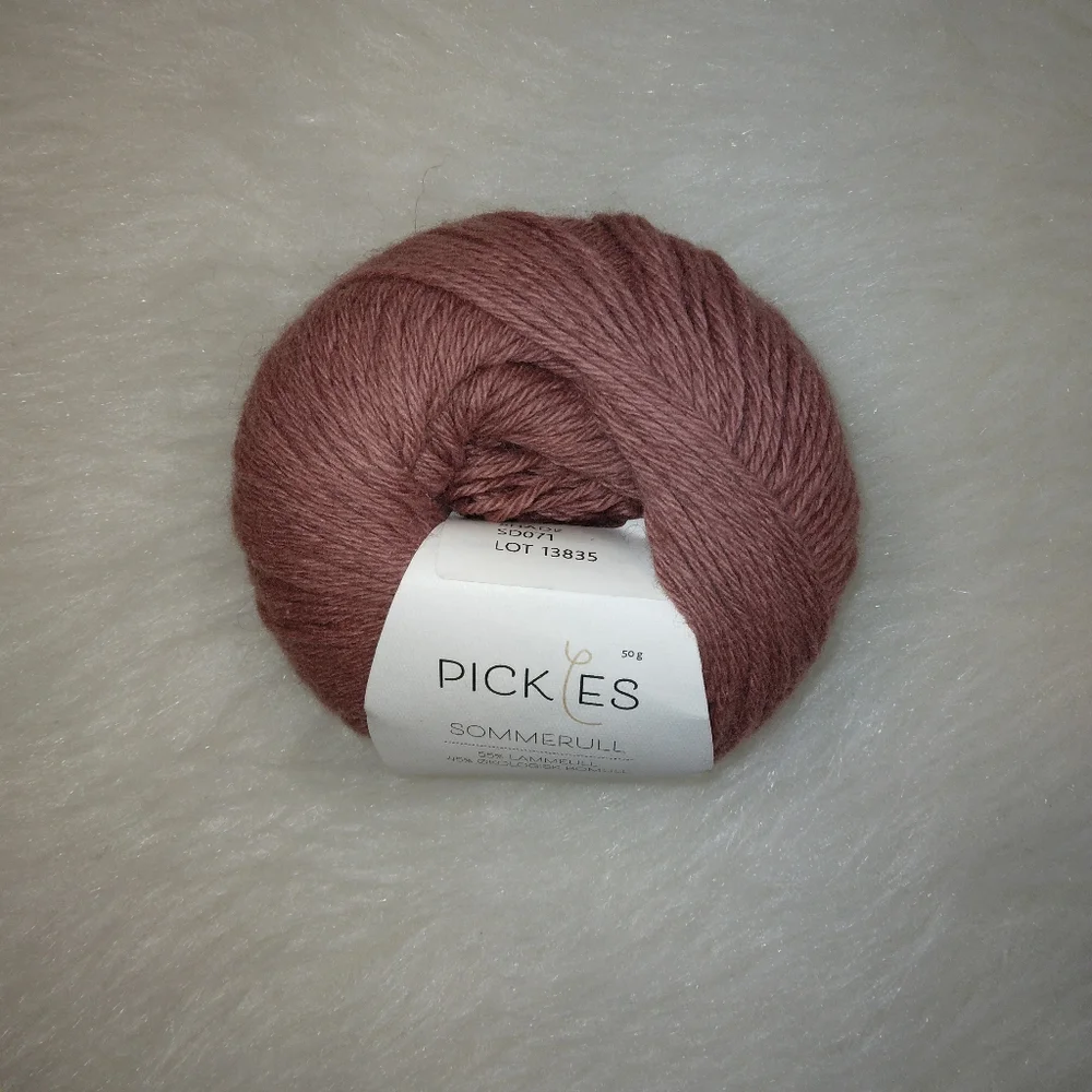 YARN Pickles Sommerull 50g, shade SD071, dusky rose, Lamb's Wool organic…